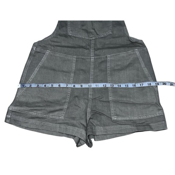 Aerie Womens Khaki Denim Overalls Shorts XS Womens Adjustable Straps Pockets Bei - Picture 7 of 16